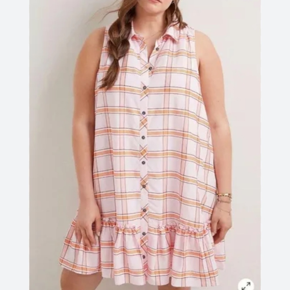 Maeve by Anthropologie Flounced Mini Dress Pink Plaid - SZ L